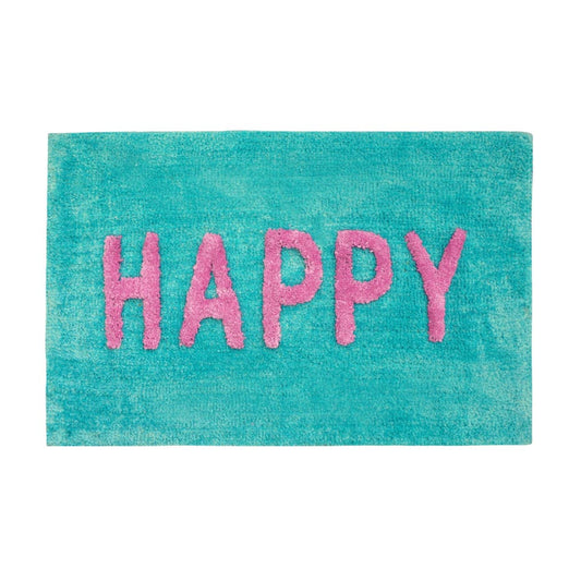 Bath Mat - Happy Turquoise And Pink