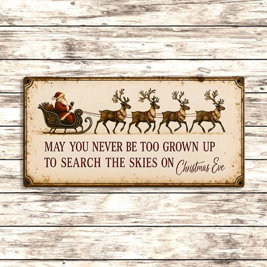 Metal Wall Sign - Never Too Grown Up To Search The Skies - 16 x 8 inch