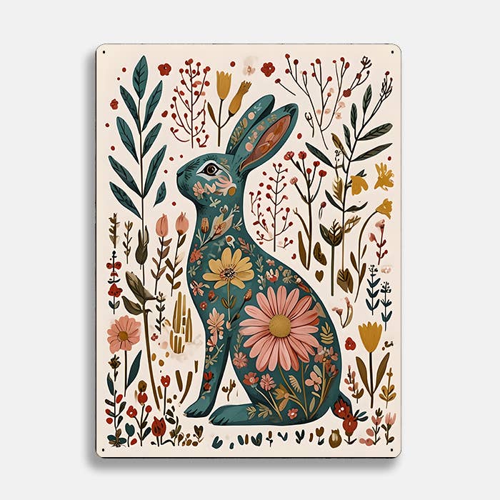 Metal Wall Sign - Hare Scandinavian Style - 11 x 16 inch