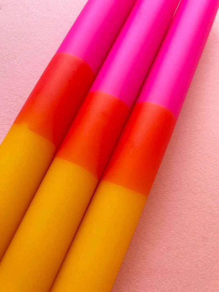 Autumn Sun Dip Dye Dinner Candles trio