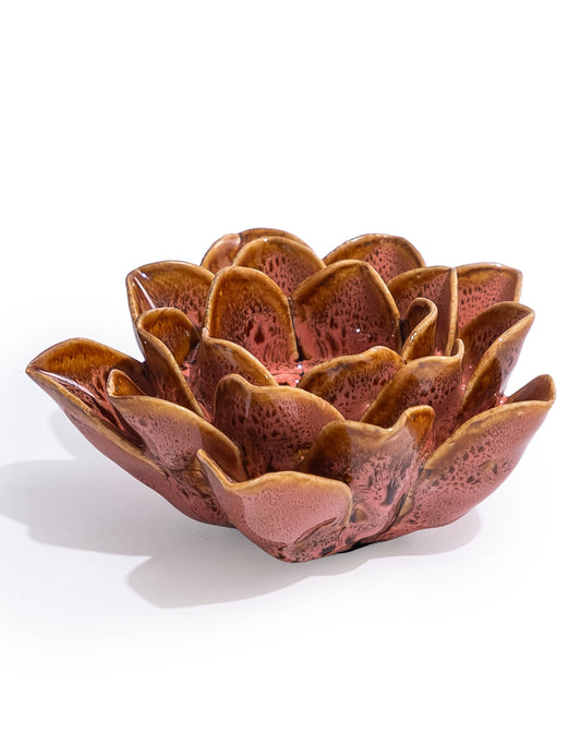 Mottled Pink Floral Ceramic Tealight Holder