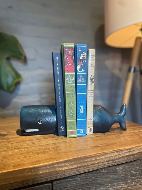 Cast Iron Antiqued Whale Bookends