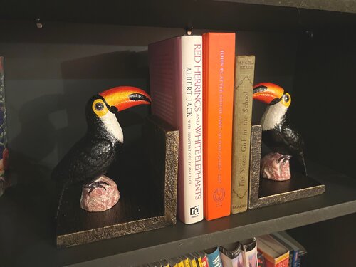 Cast Iron Antiqued Pair of Toucan Bookends