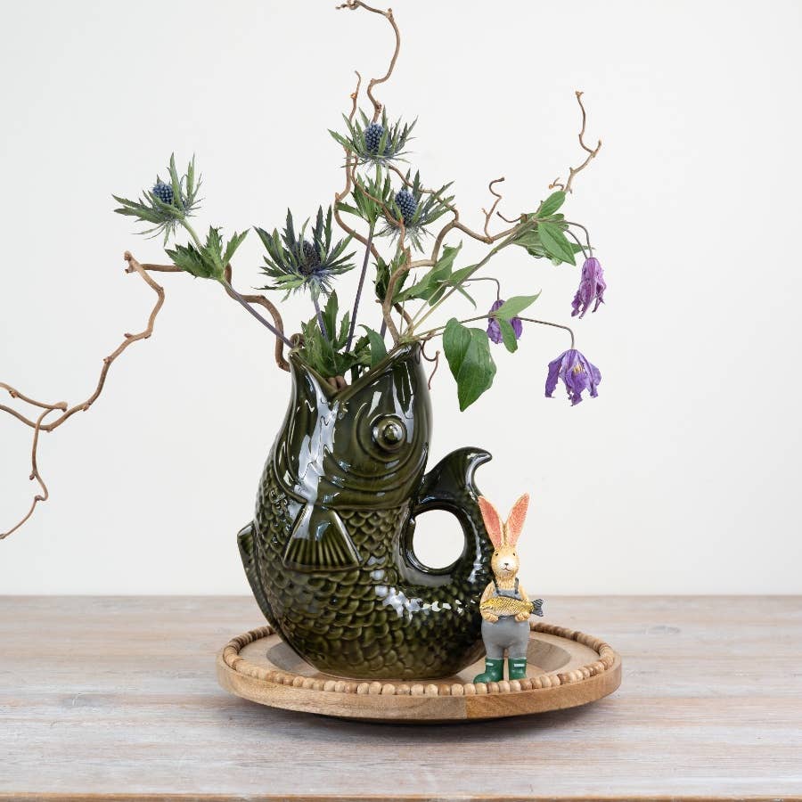 Large Fish Vase/Jug - Dark Green
