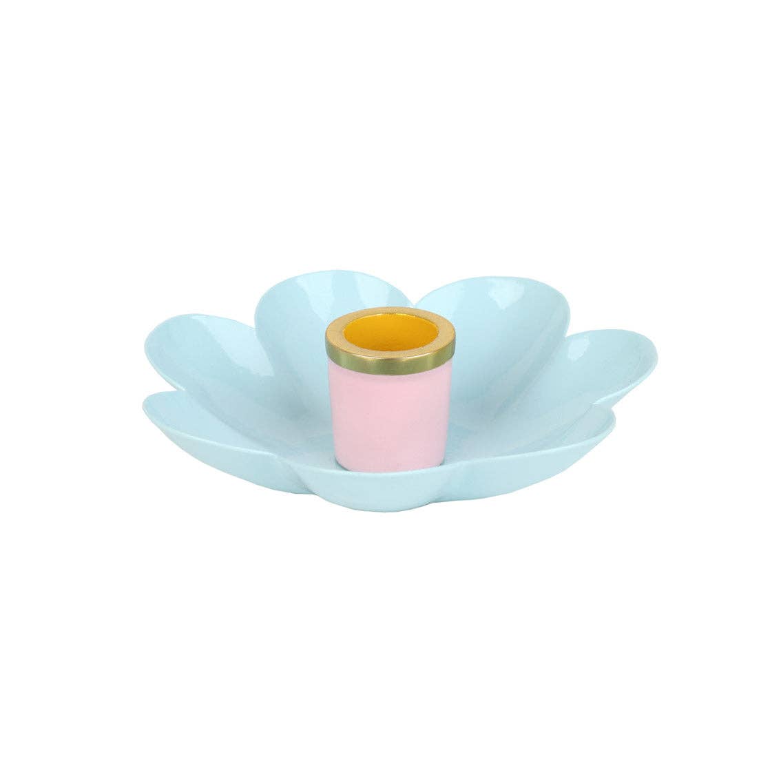 Coloured Enamel Flower Shaped Candle Holders