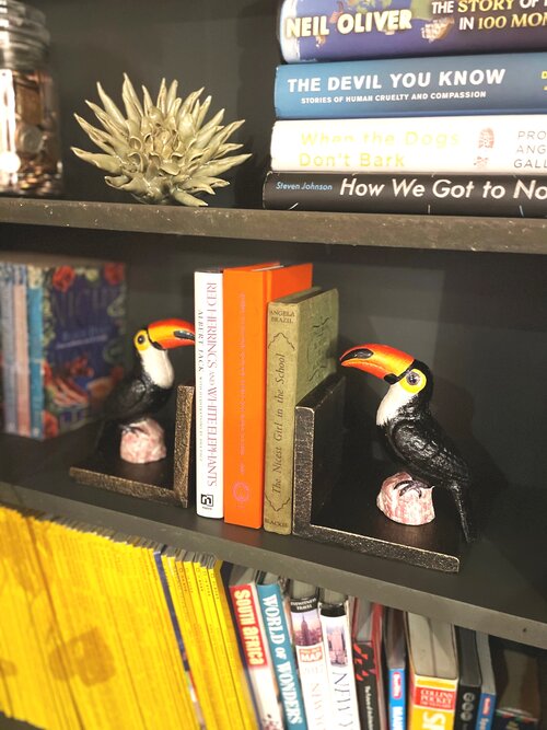 Cast Iron Antiqued Pair of Toucan Bookends