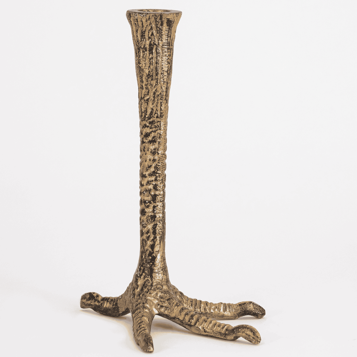 Glam Bird Feet Candle Holder Distressed Brass Effect