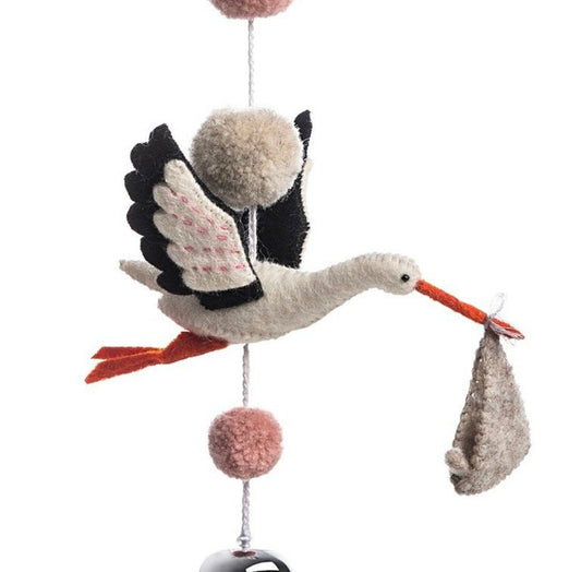 Eli Stork Pom Pom Pink Mobile