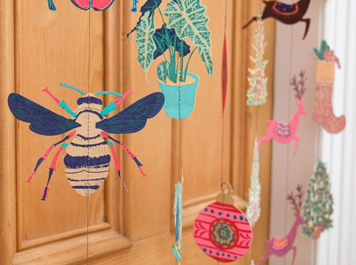 Sewn Vertical Wall Hanging - Insects