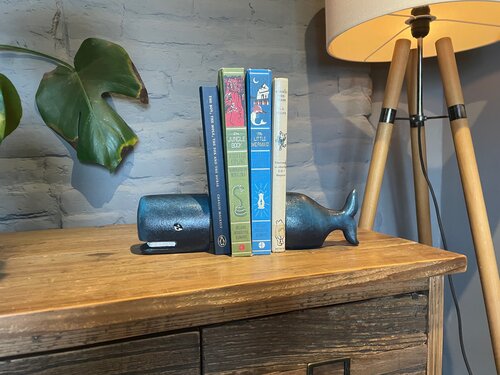 Cast Iron Antiqued Whale Bookends