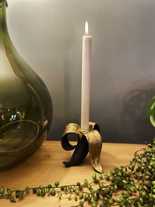 Banana Candle Holder - Gold Effect And Black
