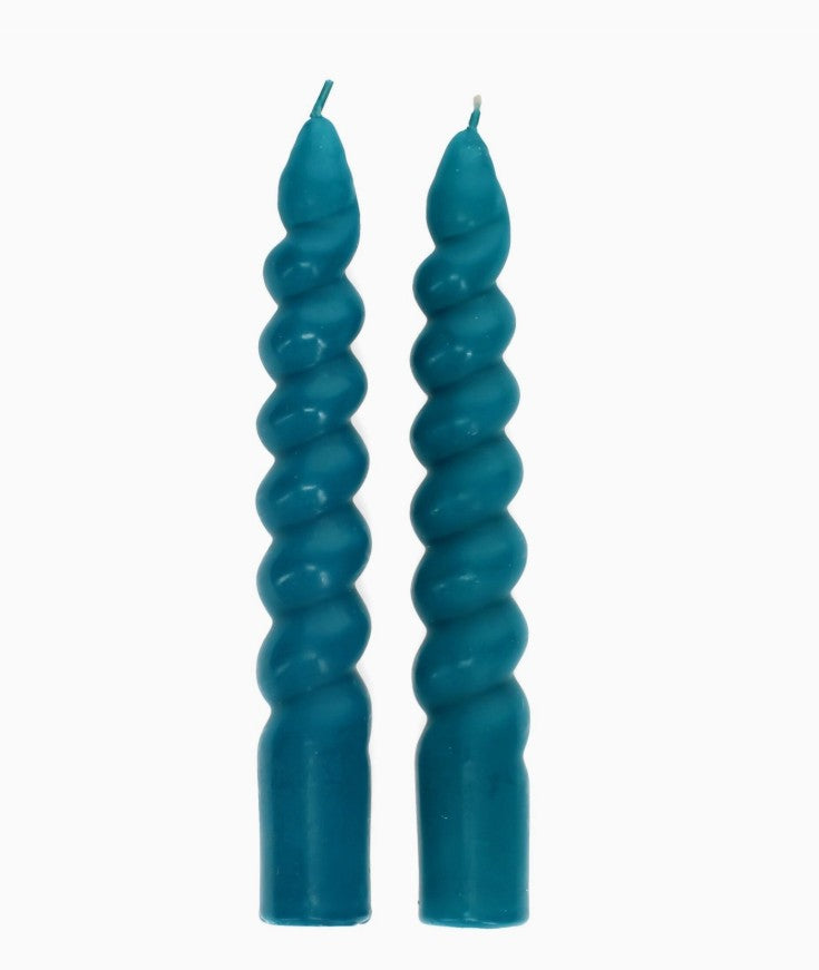 Blue Twisted Candles - Pack Of 2