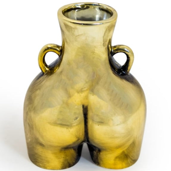 Antiqued Gold Body Vase – Sculptural Decorative Vase