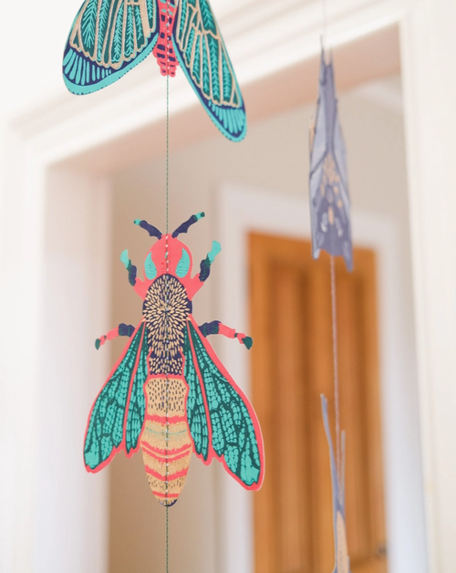 Sewn Vertical Wall Hanging - Insects