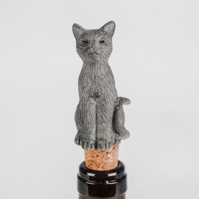 Bottle Stopper - Grey Cat