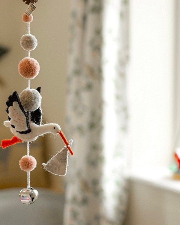Eli Stork Pom Pom Pink Mobile