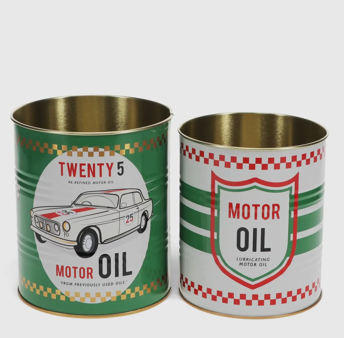 Motor Oil Storage Tins - Set of 2