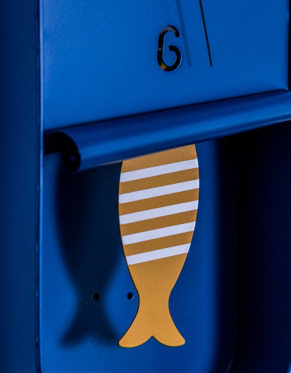 Navy Blue With Yellow/White Sardine Clock