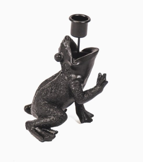 Kiss Me Black Frog Candle Holder