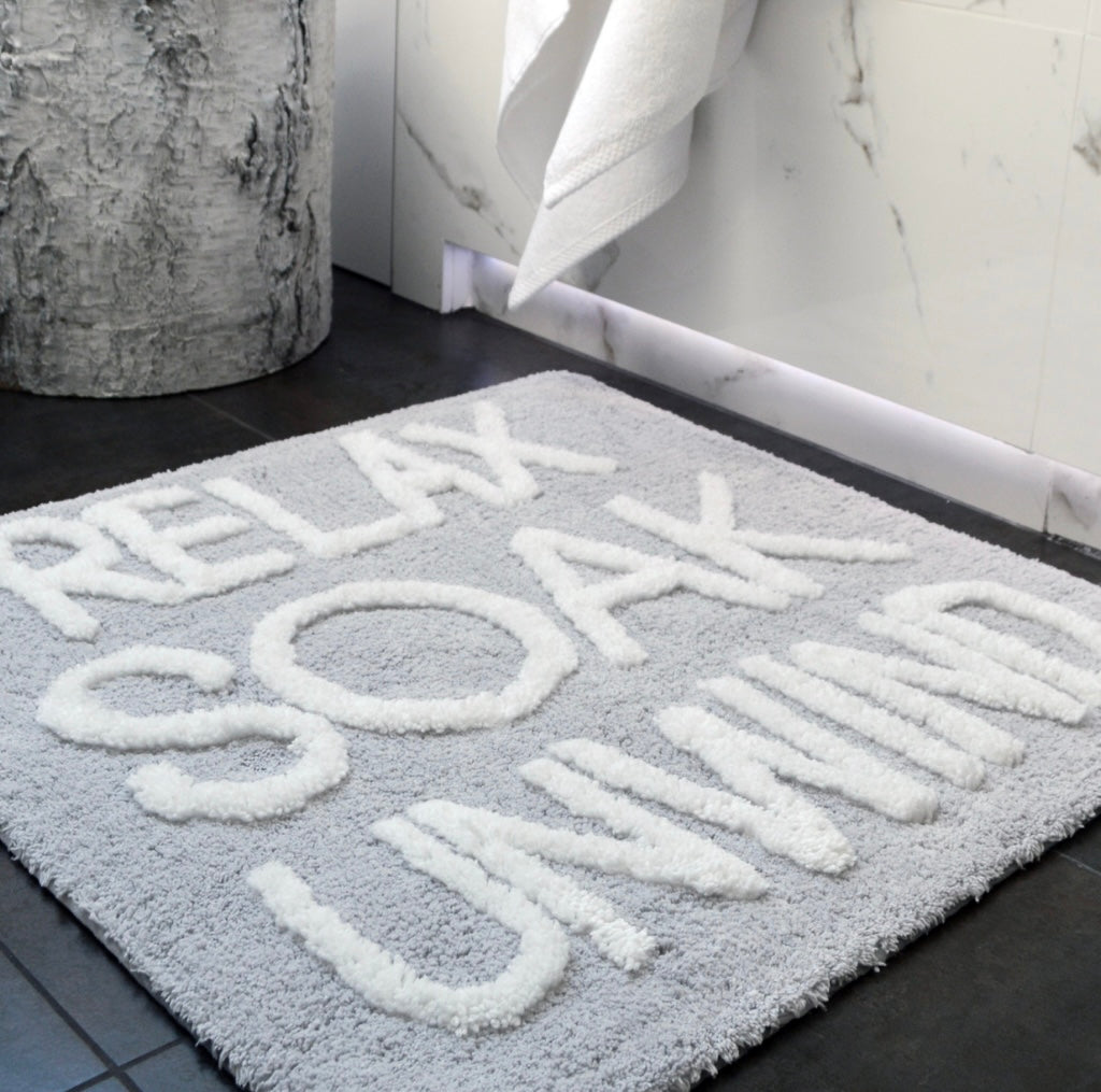 Bath Mat - Relax Soak Unwind Grey