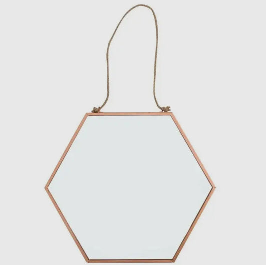 Copper Effect Geometric Mirror