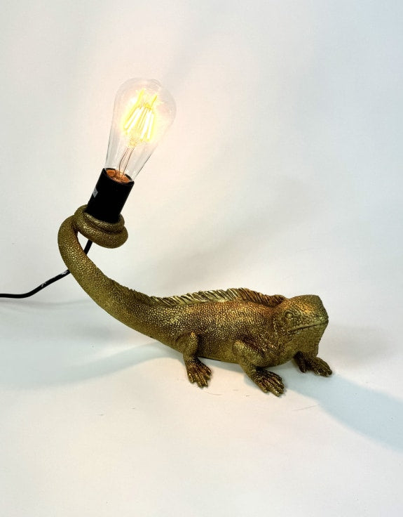 Gold Iguana Lamp