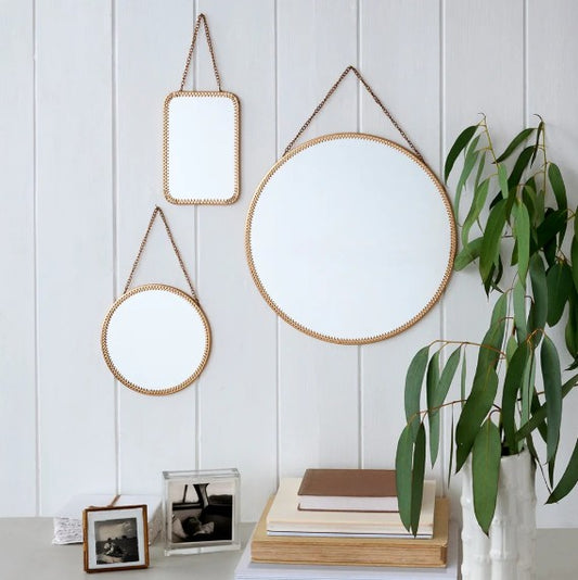 Mirror - Small Round Gold Antiqued Effect