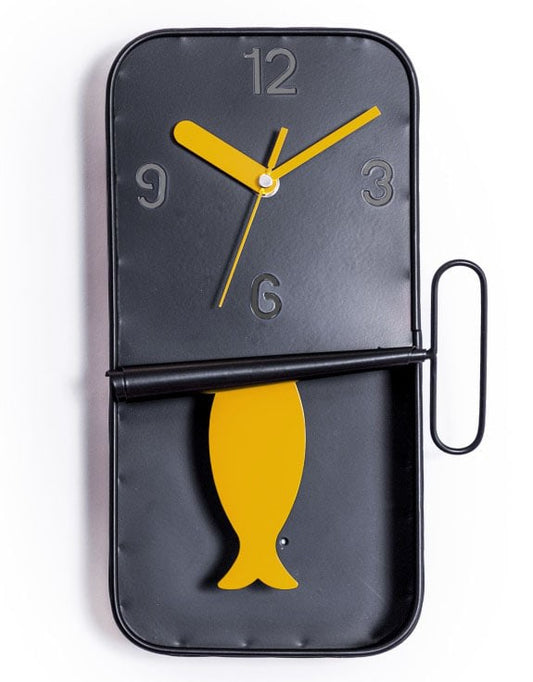 Black And Mustard Sardine Clock