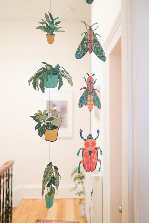 Sewn Vertical Wall Hanging - Insects