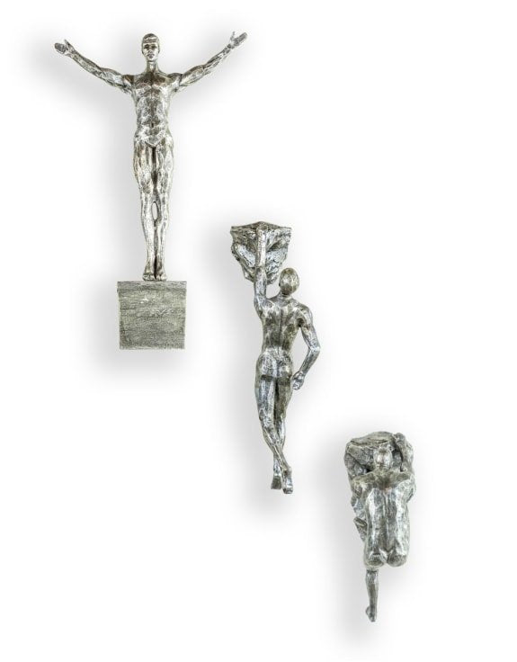 Antiqued Silver Climbing Men - Set of 3