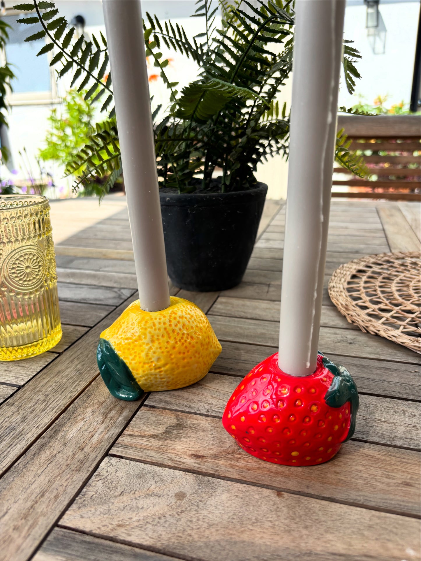 Ceramic Strawberry Candle Holder