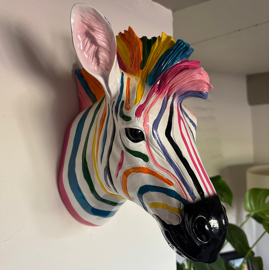 Wall Mounted Head - Multicolour Zebra