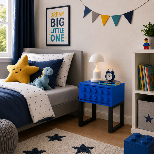 Building Block Bedside Table - Blue