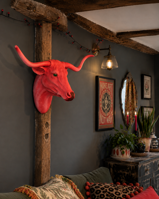 Wall Mounted Head - Simon The Pink Steer