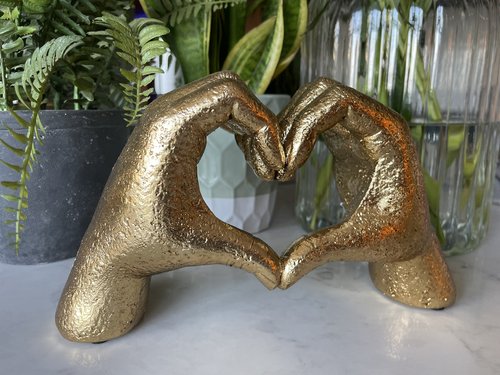 Antiqued Gold Heart Hands