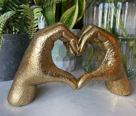 Antiqued Gold Heart Hands