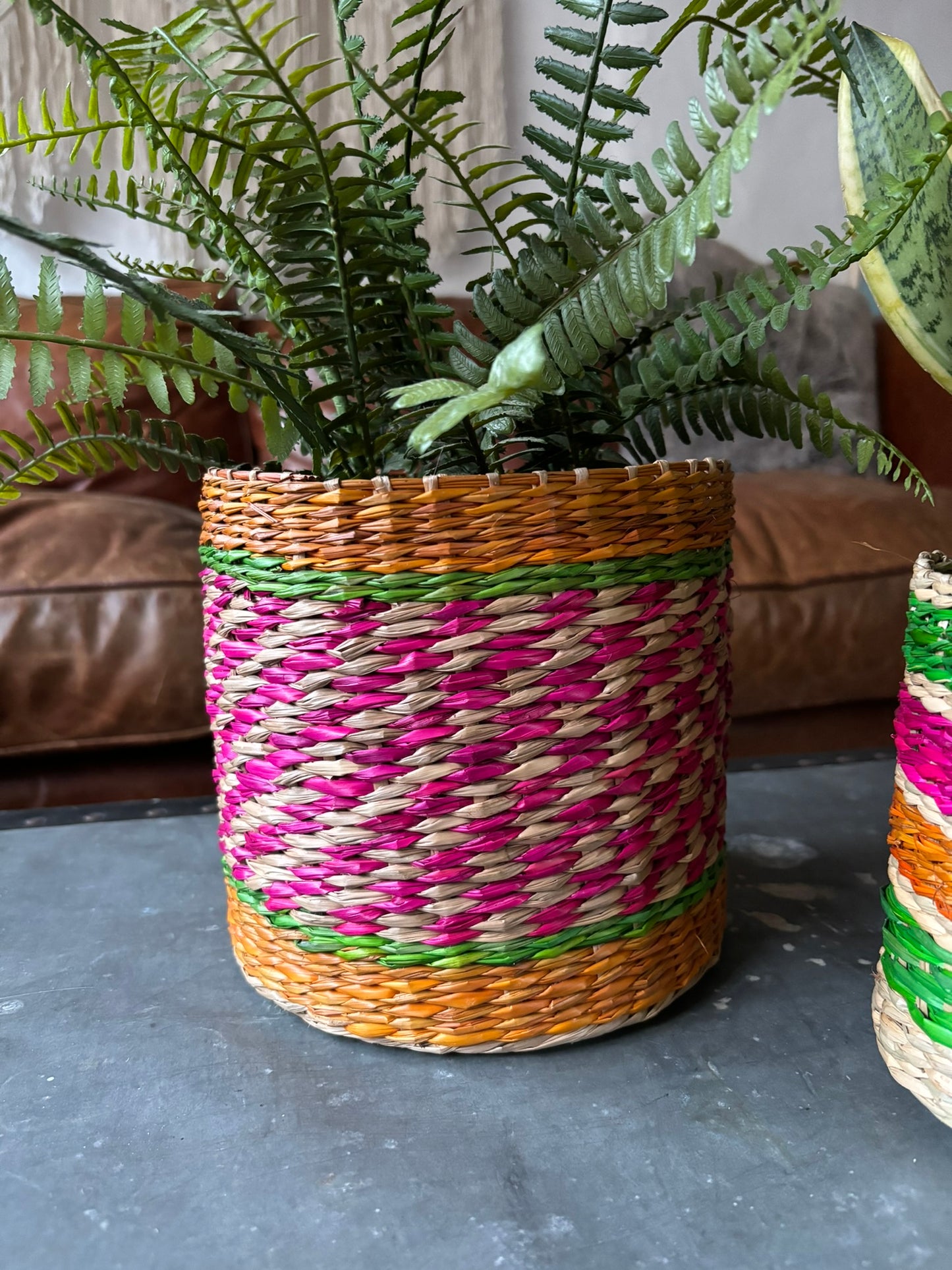 Patterned Seagrass Planters - Set of 2