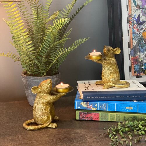 Mouse Tealight Candle Holders - Gold Effect