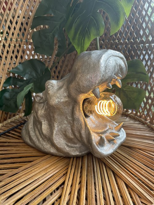 Hippo Lamp - Antiqued Silver
