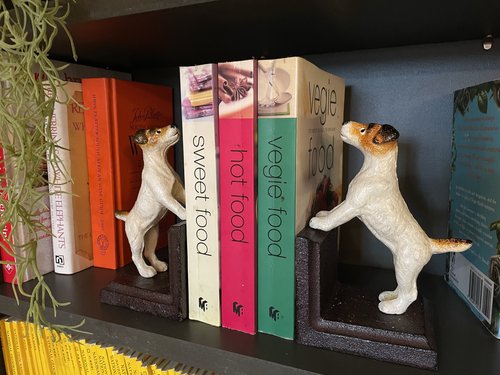 Cast Iron Antiqued Pair of Terrier Bookends