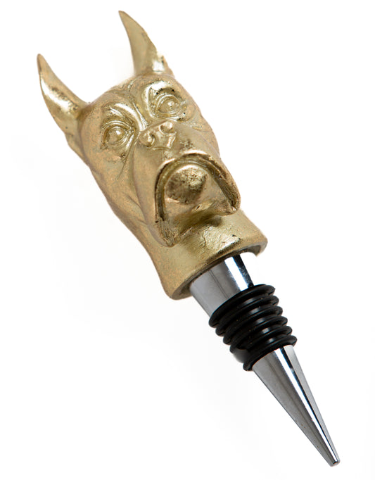 Bottle Stopper - Antiqued Gold Effect Great Dane Dog
