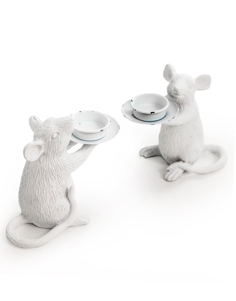 Mouse Tealight Candle Holders - White