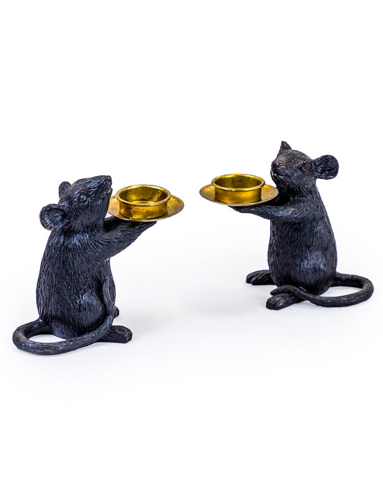 Mouse Candle Tealight Holders - Black And Gold Effect