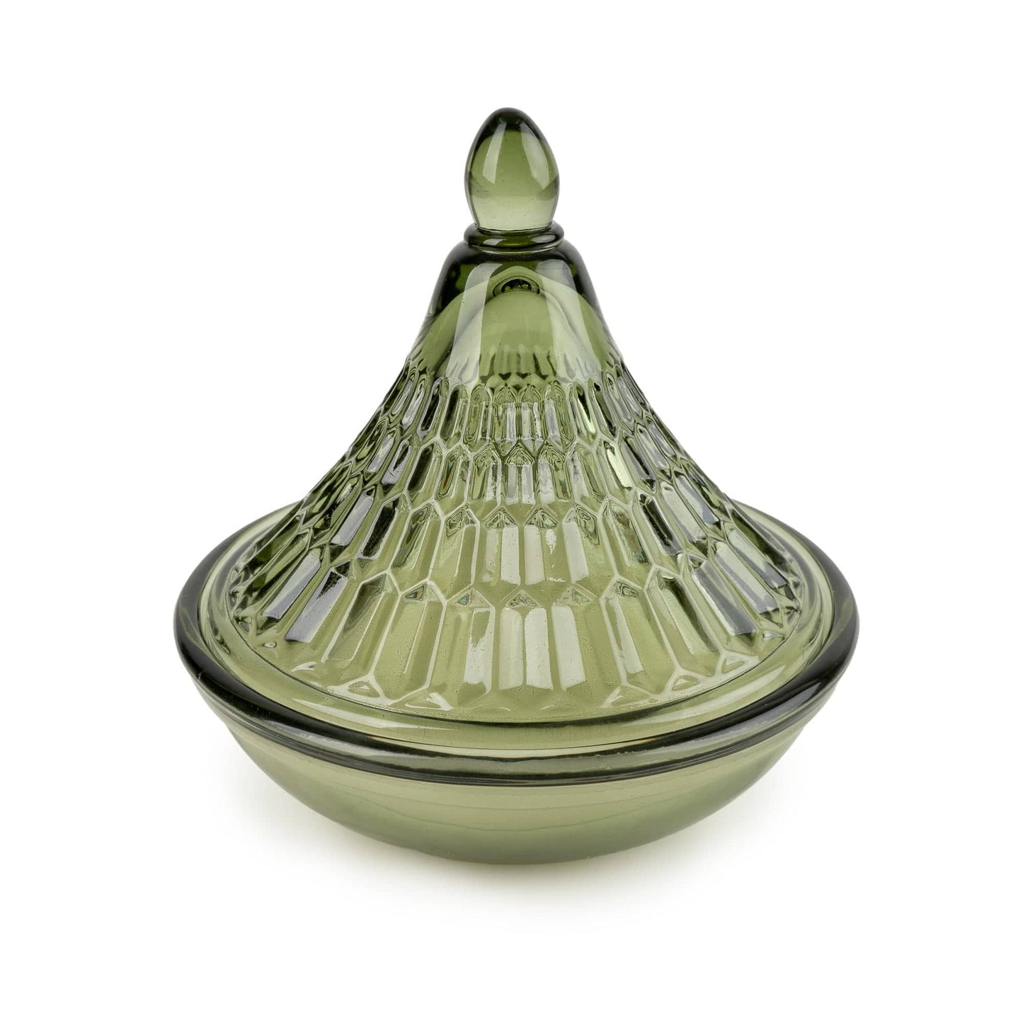 Green Embossed Glass Candle