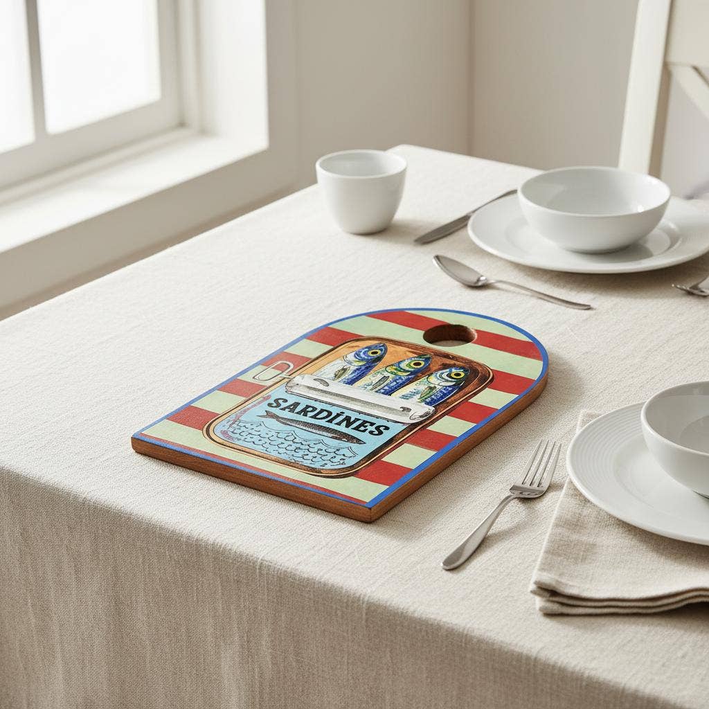 Retro Style Sardine Cutting Board - With minor imperfections