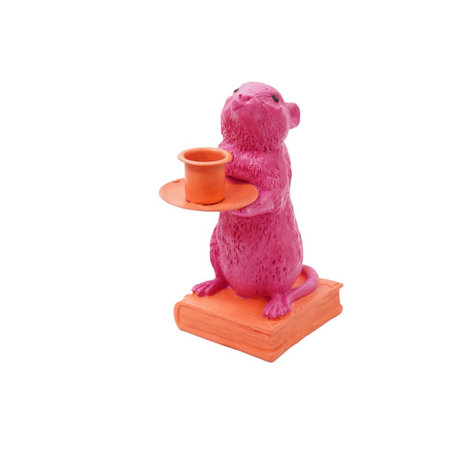 Book Mouse Candle Holder - Popping Pink And Red