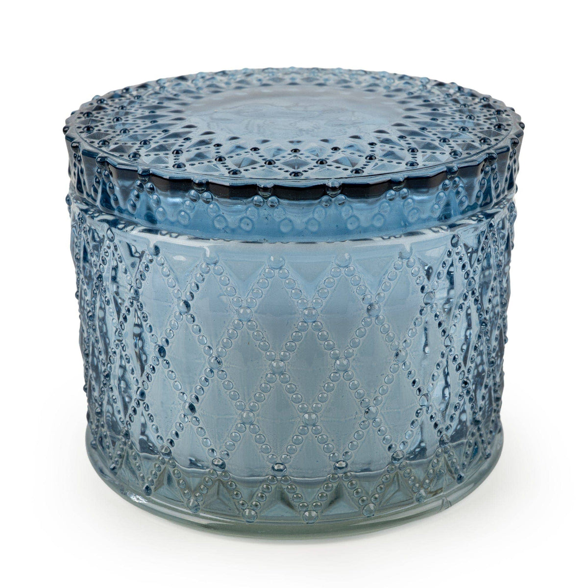 Blue Round Embossed Candle Jar