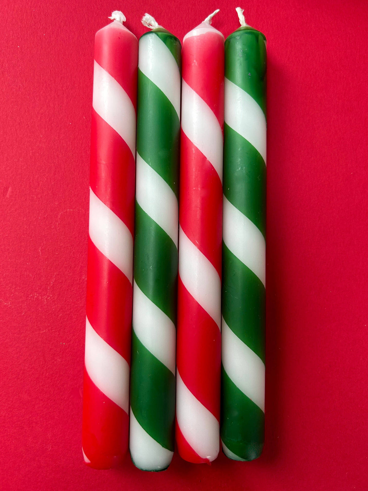 Christmas Twists Dip Dye Dinner Candles Set of 4