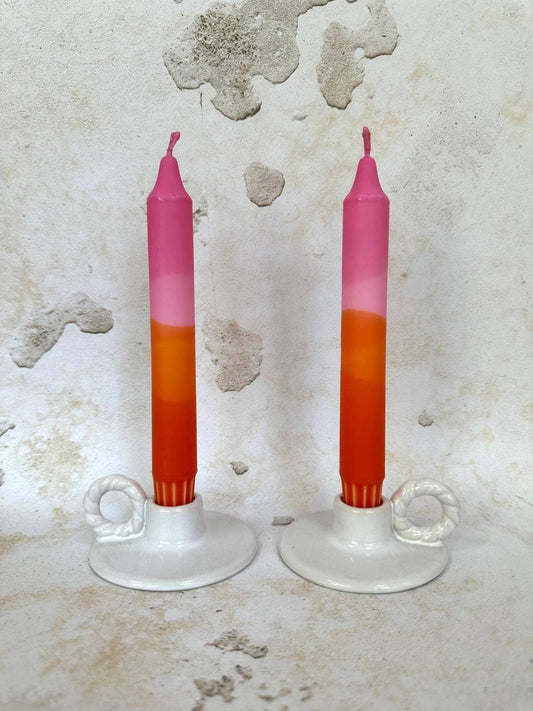 Candles - Autumn Sunset Orange & Pink Pack of 2