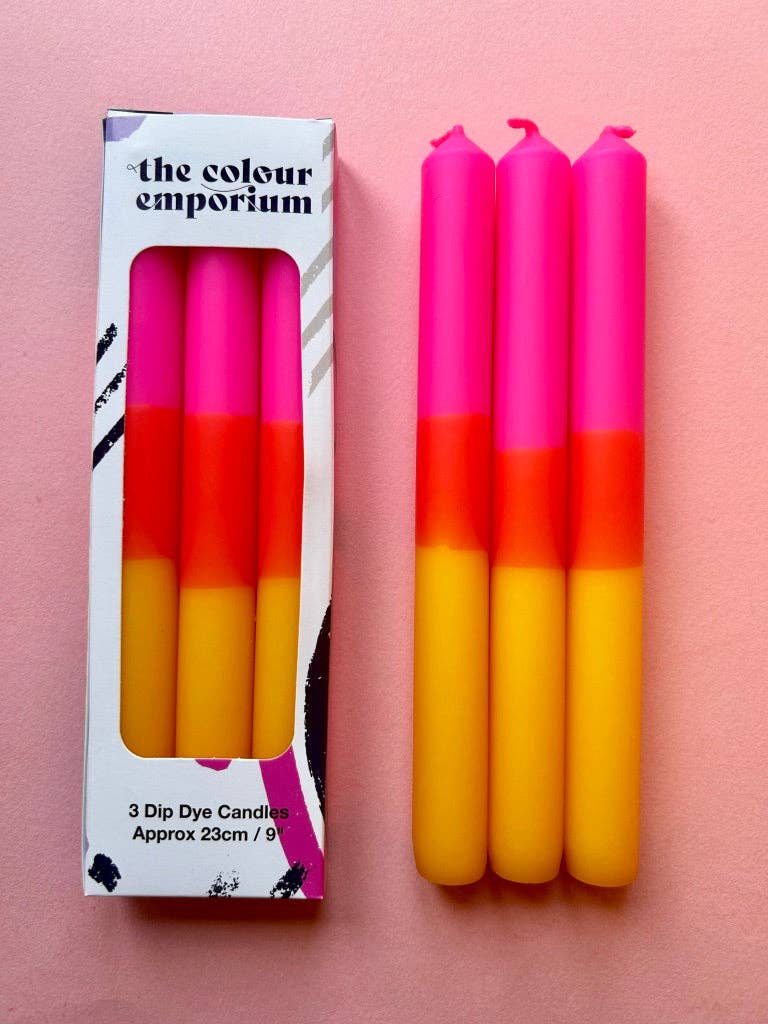 Autumn Sun Dip Dye Dinner Candles trio